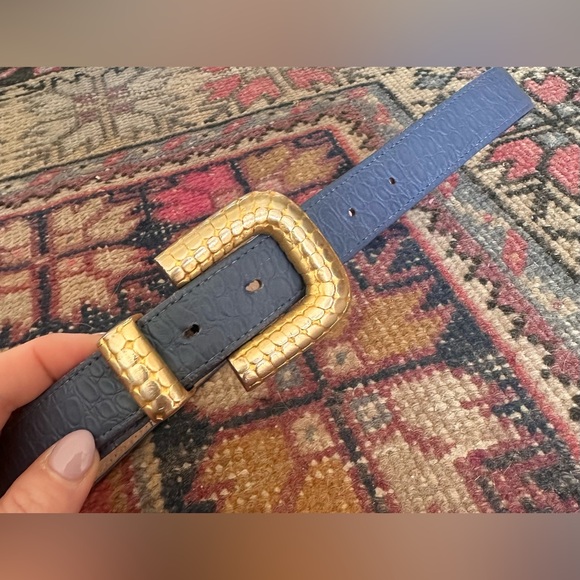 Vintage Leather Belt with Gold Hardware - Picture 2 of 6